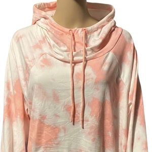 ZELOS Hoodies Size XL Pink and White Stretch Pop Over Outerwear Comfort Ladies